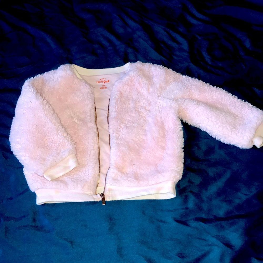 Pink fluffy bomber jacket